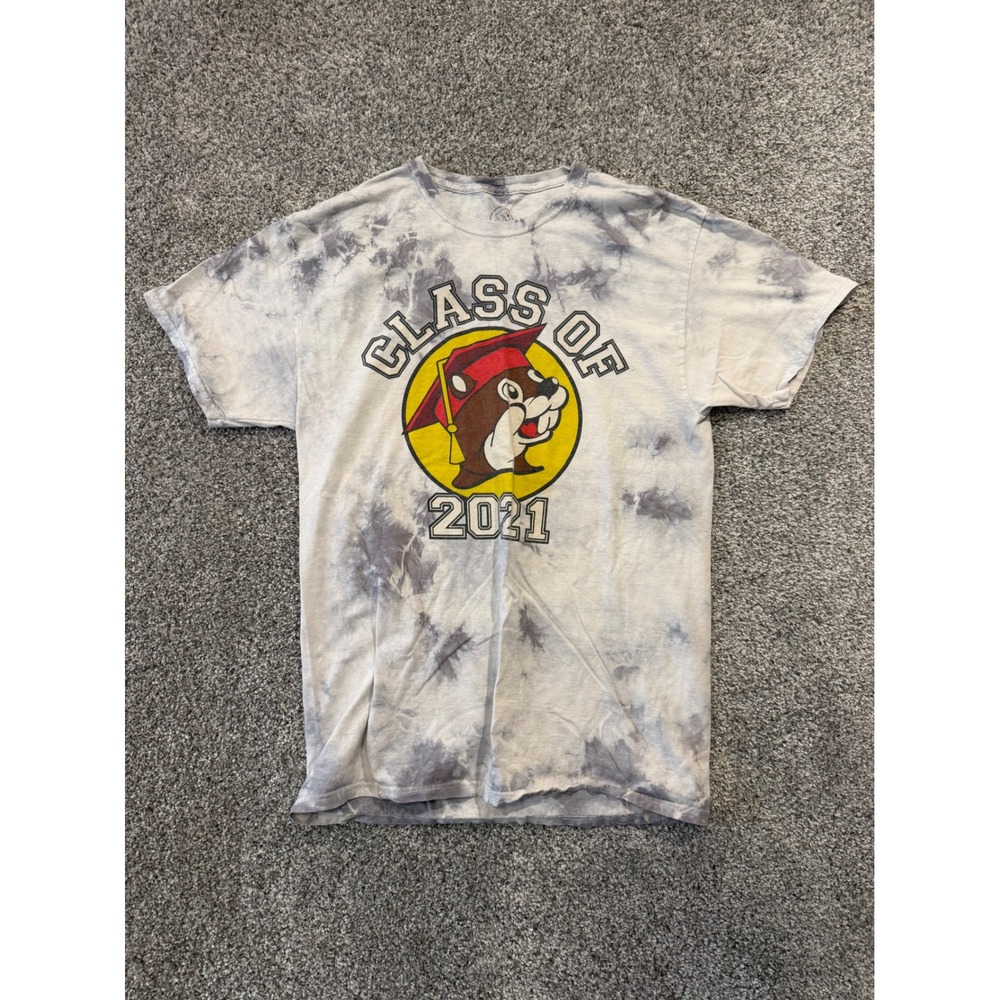 Buc-ee's T-Shirt Mens M Gray Class of 2021 Tie Dye Most Eager to Graduate Tee
